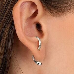Silver Snake Earrings Creative Design Trendy